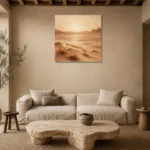 Mirage Glow Desert Landscape Wall Art Canvas Print presented in a sophisticated home setting