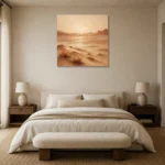Mirage Glow Desert Landscape Wall Art Canvas Print showcased in an elegant minimalist interior