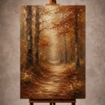 Umber and ochre Autumn Forest Wall Art print for elegant interiors. No text or watermarks in design.