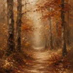 Umber & Ochre Autumn Forest Landscape Wall Art Canvas Print