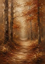 Umber & Ochre Autumn Forest Landscape Wall Art Canvas Print