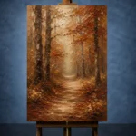 Umber & Ochre Autumn Forest Landscape Wall Art Canvas Print - Image 2