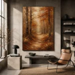 Umber & Ochre Autumn Forest Landscape Wall Art Canvas Print - Image 3