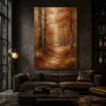 Umber & Ochre Autumn Forest Landscape Wall Art Canvas Print - Image 4