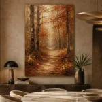 Umber & Ochre Autumn Forest Landscape Wall Art Canvas Print - Image 5