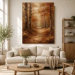 Umber & Ochre Autumn Forest Landscape Wall Art Canvas Print - Image 7