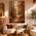 Umber & Ochre Autumn Forest Landscape Wall Art Canvas Print - Image 8