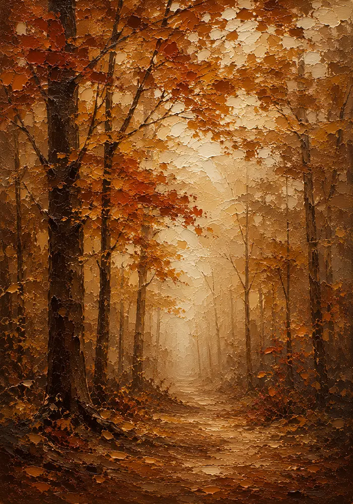 Rust & Ochre Autumn Forest Landscape Wall Art Canvas Print
