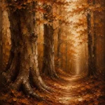 Umber & Ochre Autumn Forest Landscape Wall Art Canvas Print