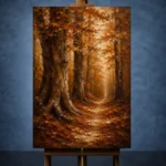 Umber & Ochre Autumn Forest Landscape Wall Art Canvas Print - Image 2