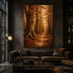 Umber & Ochre Autumn Forest Landscape Wall Art Canvas Print - Image 4