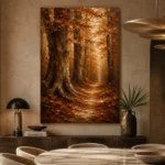 Umber & Ochre Autumn Forest Landscape Wall Art Canvas Print - Image 5