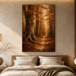 Umber & Ochre Autumn Forest Landscape Wall Art Canvas Print - Image 6