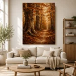 Umber & Ochre Autumn Forest Landscape Wall Art Canvas Print - Image 7