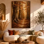 Umber & Ochre Autumn Forest Landscape Wall Art Canvas Print - Image 8