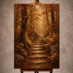 Umber and ochre Autumn Forest Wall Art print for elegant interiors. No text or watermarks in design.