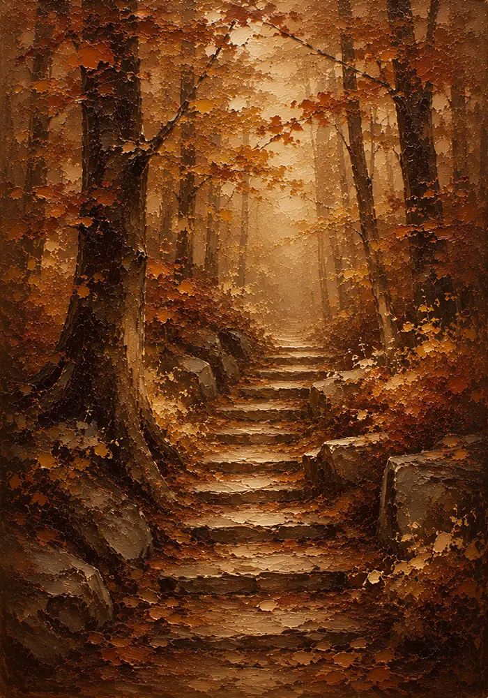 Misty Woodland Path Autumn Forest Landscape Wall Art Canvas Print