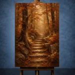 Umber & Ochre Autumn Forest Landscape Wall Art Canvas Print - Image 2