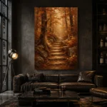 Umber & Ochre Autumn Forest Landscape Wall Art Canvas Print - Image 4