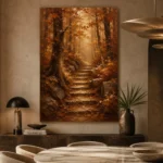 Umber & Ochre Autumn Forest Landscape Wall Art Canvas Print - Image 5