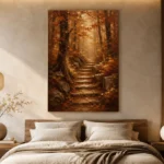 Umber & Ochre Autumn Forest Landscape Wall Art Canvas Print - Image 6