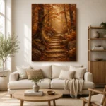 Umber & Ochre Autumn Forest Landscape Wall Art Canvas Print - Image 7