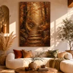 Umber & Ochre Autumn Forest Landscape Wall Art Canvas Print - Image 8