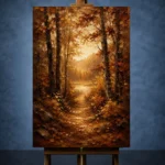 Umber & Ochre Golden Clearing Autumn Forest Landscape Wall Art Canvas Print - Image 2