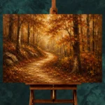 Umber & Ochre Autumn Forest Landscape Wall Art Canvas Print - Image 2