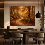 Umber & Ochre Autumn Forest Landscape Wall Art Canvas Print - Image 4