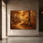 Umber & Ochre Autumn Forest Landscape Wall Art Canvas Print - Image 5