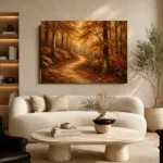 Umber & Ochre Autumn Forest Landscape Wall Art Canvas Print - Image 6