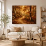 Umber & Ochre Autumn Forest Landscape Wall Art Canvas Print - Image 7