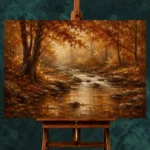 Umber & Rust Autumn Stream Autumn Forest Wall Art Canvas Print - Image 2
