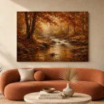 Umber & Rust Autumn Stream Autumn Forest Wall Art Canvas Print - Image 3