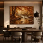 Umber & Rust Autumn Stream Autumn Forest Wall Art Canvas Print - Image 4