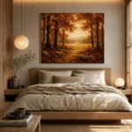 Golden Ochre Clearing Autumn Forest Wall Art Canvas Print - Image 8