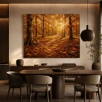 Muted Gold Woodland Floor Autumn Forest Wall Art Canvas Print - Image 4