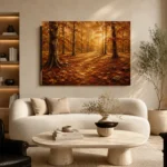 Muted Gold Woodland Floor Autumn Forest Wall Art Canvas Print - Image 6