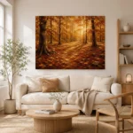 Muted Gold Woodland Floor Autumn Forest Wall Art Canvas Print - Image 7