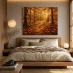 Muted Gold Woodland Floor Autumn Forest Wall Art Canvas Print - Image 8