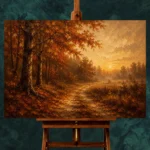 Smoky Umber Dusk Autumn Forest Landscape Wall Art Canvas Print - Image 2