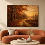 Smoky Umber Dusk Autumn Forest Landscape Wall Art Canvas Print - Image 3