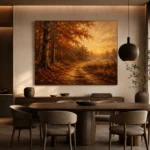 Smoky Umber Dusk Autumn Forest Landscape Wall Art Canvas Print - Image 4