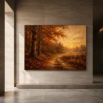 Smoky Umber Dusk Autumn Forest Landscape Wall Art Canvas Print - Image 5
