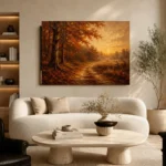 Smoky Umber Dusk Autumn Forest Landscape Wall Art Canvas Print - Image 6