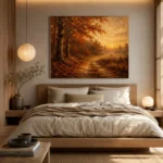 Smoky Umber Dusk Autumn Forest Landscape Wall Art Canvas Print - Image 8