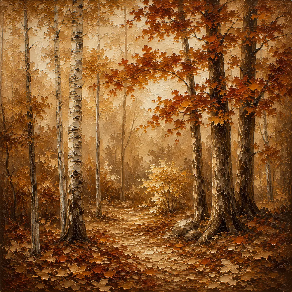 Umber & Ivory Birch Grove Autumn Forest Wall Art Canvas Print