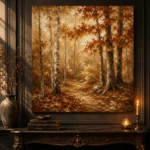 Umber & Ivory Birch Grove Autumn Forest Wall Art Canvas Print - Image 4