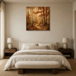 Umber & Ivory Birch Grove Autumn Forest Wall Art Canvas Print showcased in an elegant minimalist interior